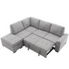 L-Shape Corner Couch Sofa-Bed with Storage Ottoman