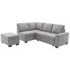 L-Shape Corner Couch Sofa-Bed with Storage Ottoman