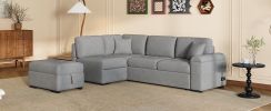 L-Shape Corner Couch Sofa-Bed with Storage Ottoman