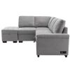 L-Shape Corner Couch Sofa-Bed with Storage Ottoman