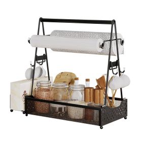 Metal Grill Caddy with Paper Towel Holders Utensil Holder	for Outdoor Picnic Barbecue Camping Grilling Tools Storage Organizer Barbecue