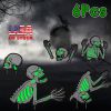 Halloween Skeleton Yard Sign Decorations 6Pcs Glow in the Dark Halloween Skull Fluorescence Lawn Garden Sign with 12 Stakes for Haunted House Garden Y