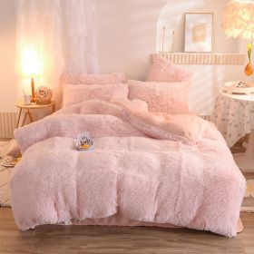 Luxury Thick Fleece Duvet / Quilt Cover Queen / King Bed Set (Option: Pink-1.8M)