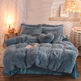 Luxury Thick Fleece Duvet / Quilt Cover Queen / King Bed Set (Option: Light Blue-1.8M)