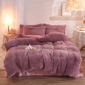 Luxury Thick Fleece Duvet / Quilt Cover Queen / King Bed Set (Option: Bean Paste-2.0M)