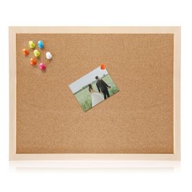 Notice Cork Board Double Sided Bulletin Board w/ Wood Frame Pushpin Hangers Hemp Rope for School Home Office Shop (Option: 60_50)