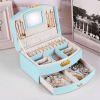 2-Layer Jewelry Box for Women Girls Lockable Leather Jewelry Organizer Jewelry Travel Case for Rings Earrings Necklaces Bracelets